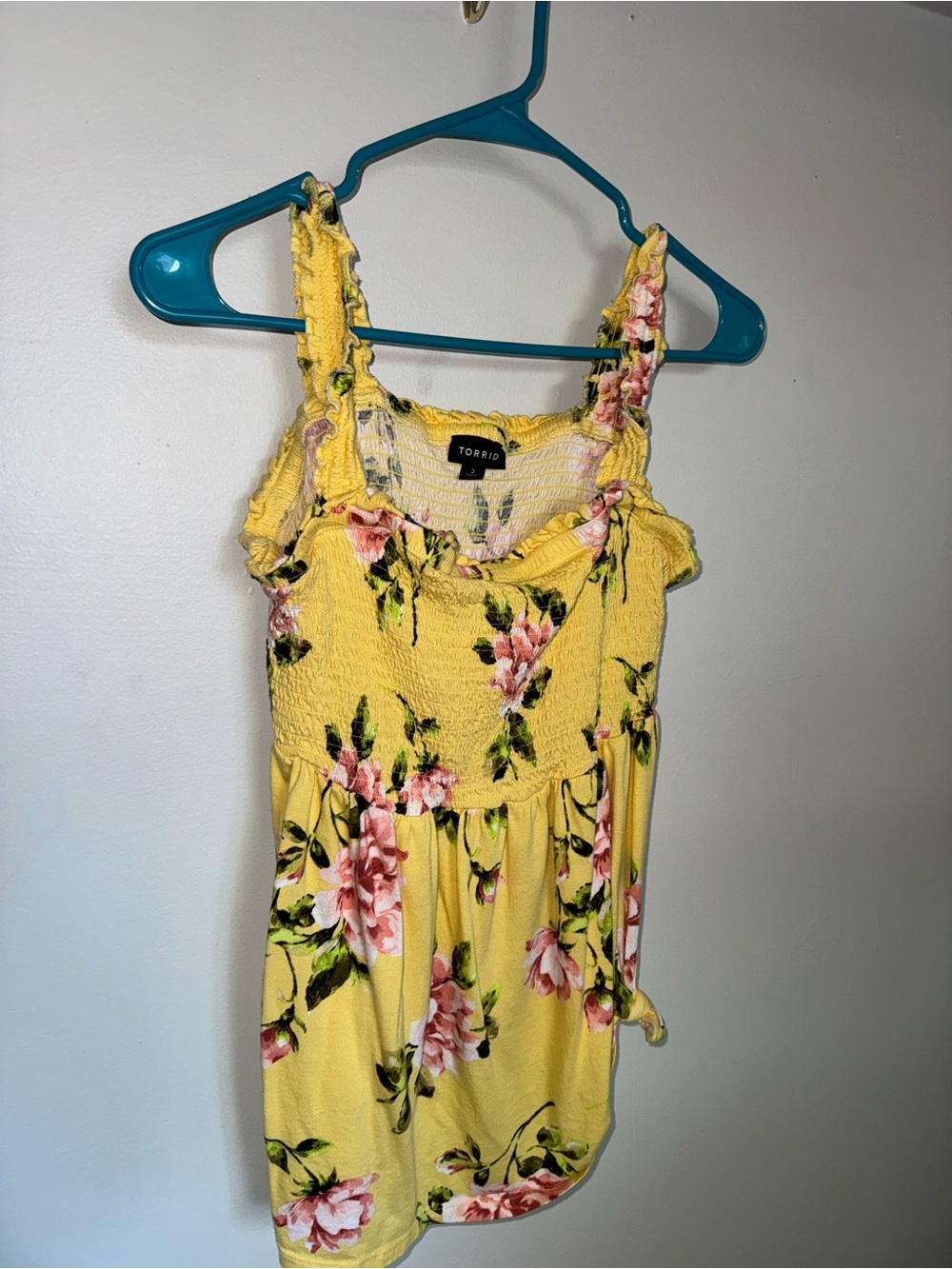 torrid Yellow Floral Smocked Cami with Ruffle Straps